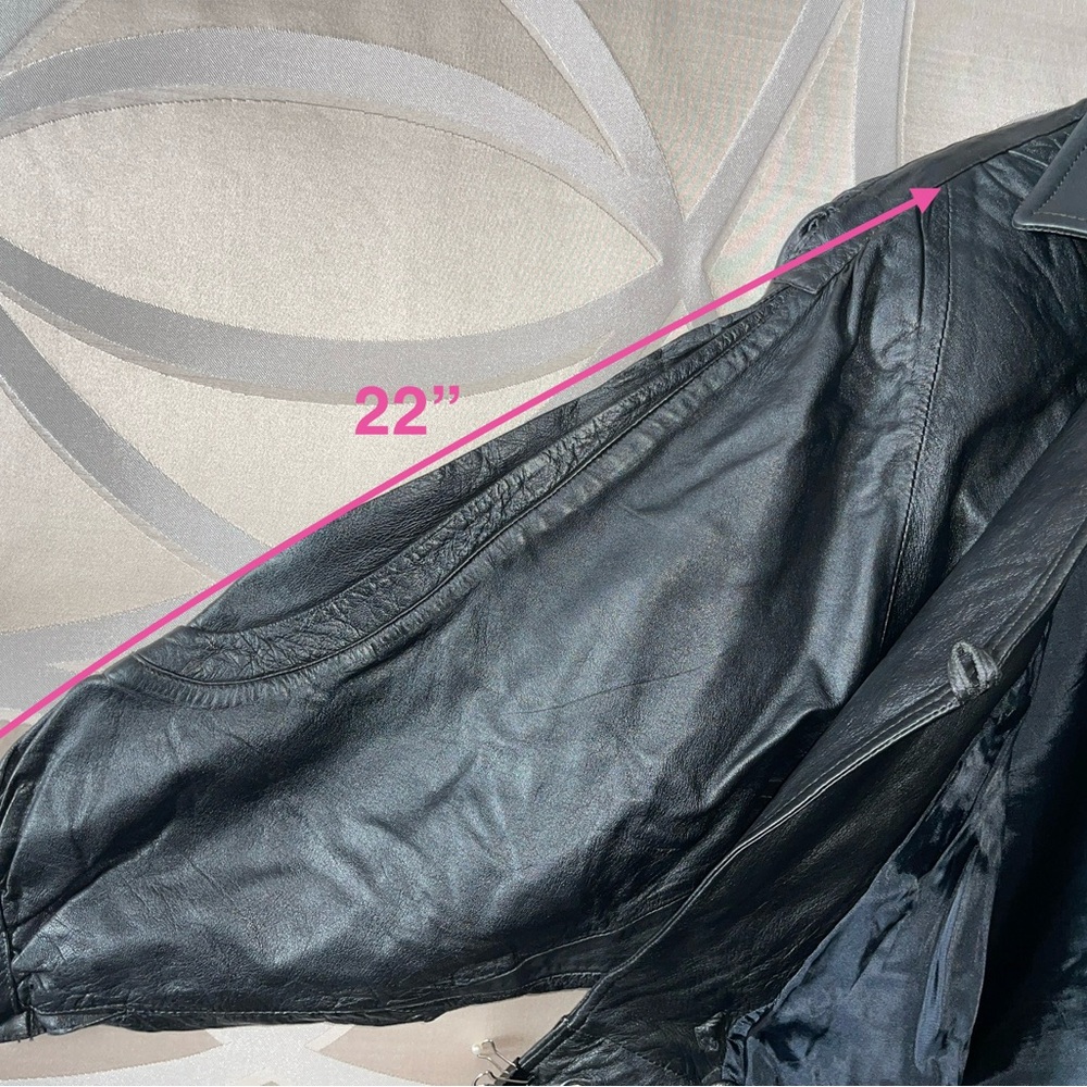 Leather bomber jacket dolman sleeve - Picture 16 of 16